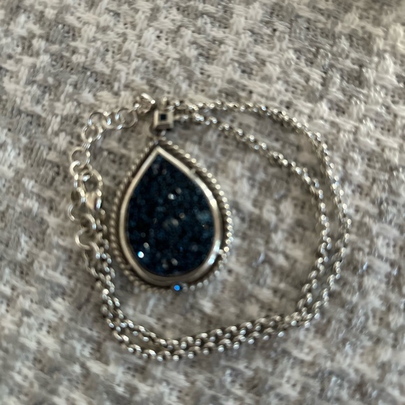 Brighton Blue Crystal Medley Teardrop Necklace w: Saying on Back NWOT - Picture 9 of 10